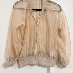 Sheer Bubble Oversized Bomber Jacket chic NWT